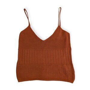 SEZANE La Maille Women's Camisole Rust Brown 100% Cotton Sleeveless Knit Top XS